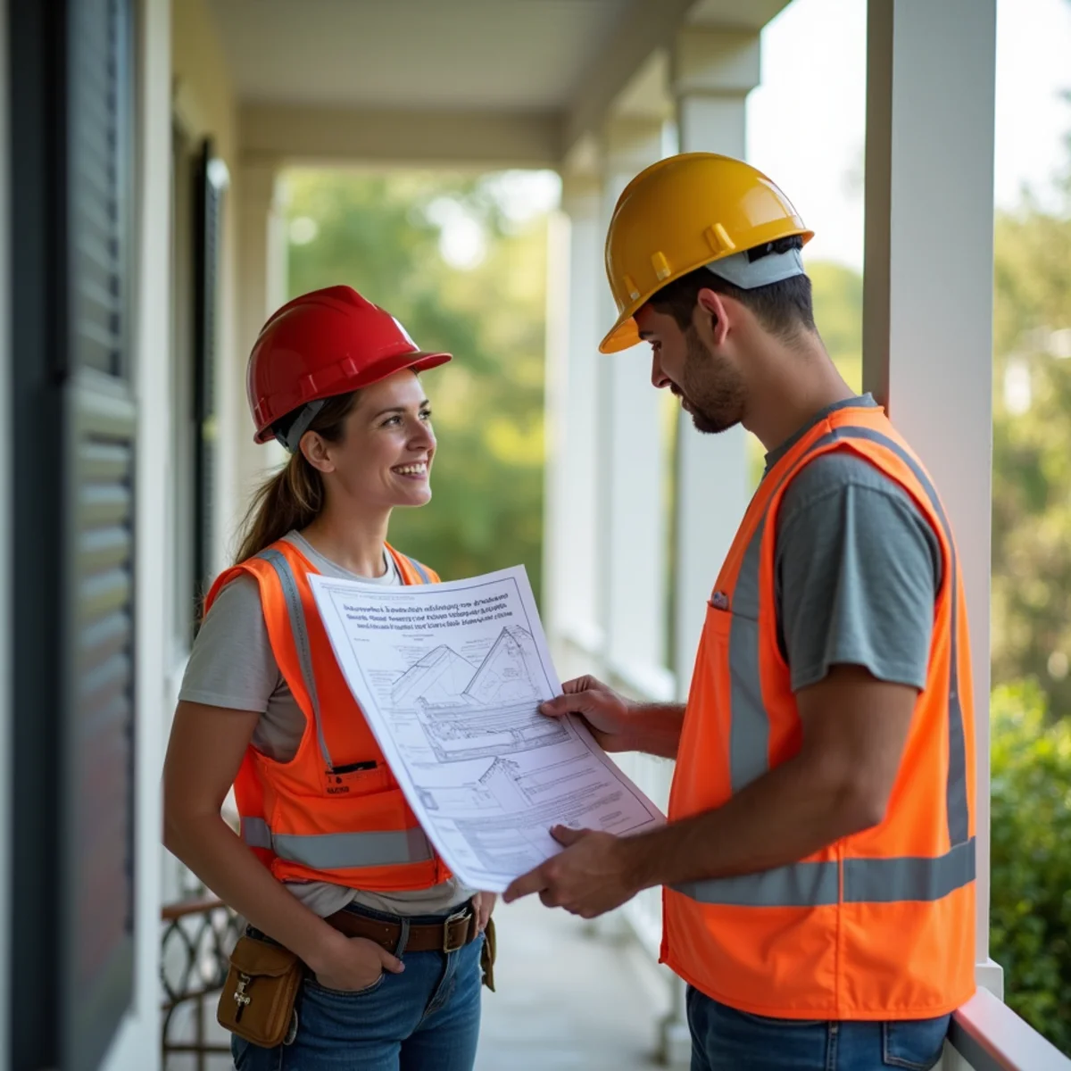 Roofing contractor reviewing transparent written scope and repair estimate with Pinellas homeowner