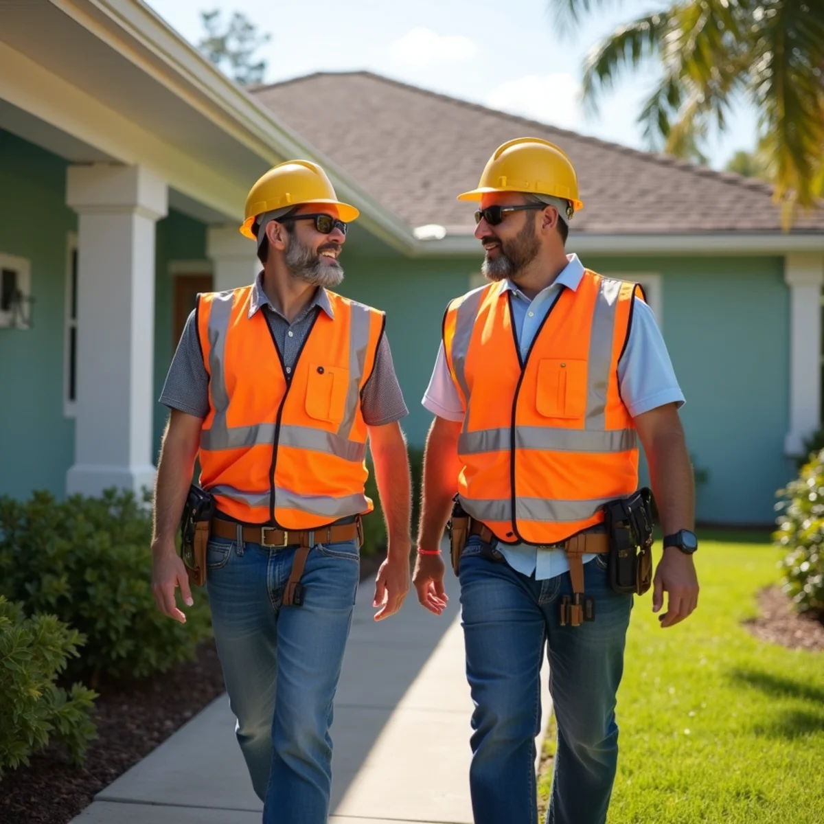 Florida homeowner and contractor reviewing roof maintenance guide in Clearwater