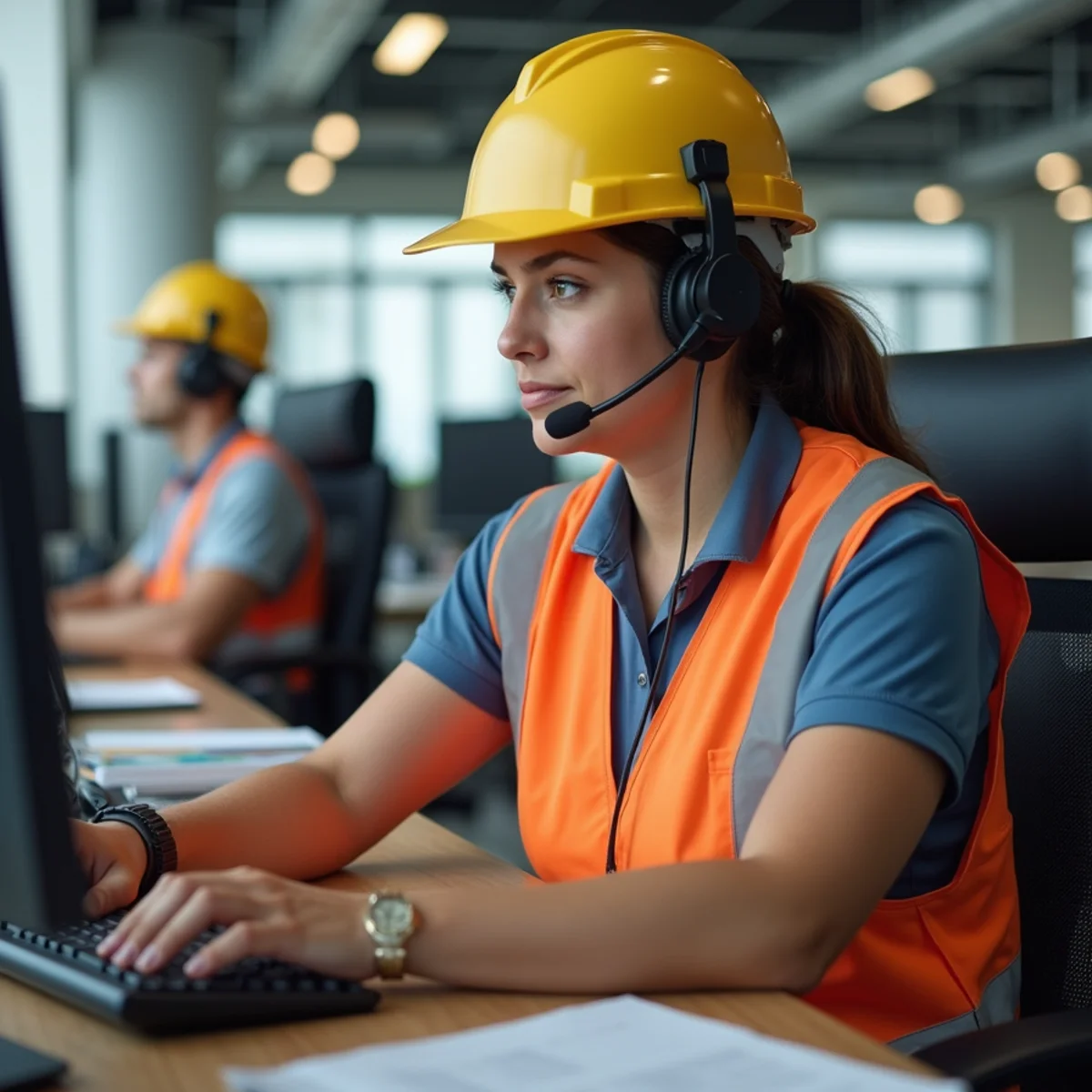 Clearwater roofing dispatch coordinator taking customer emergency call