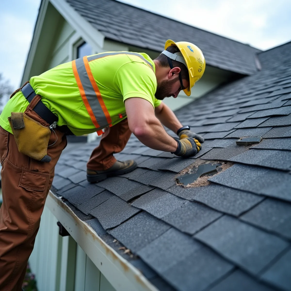 Transition tie-in between sloped asphalt shingle roof and flat Florida room addition