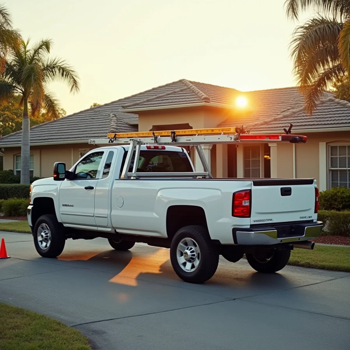 Professional licensed roofing service vehicle dispatched to Pinellas County home