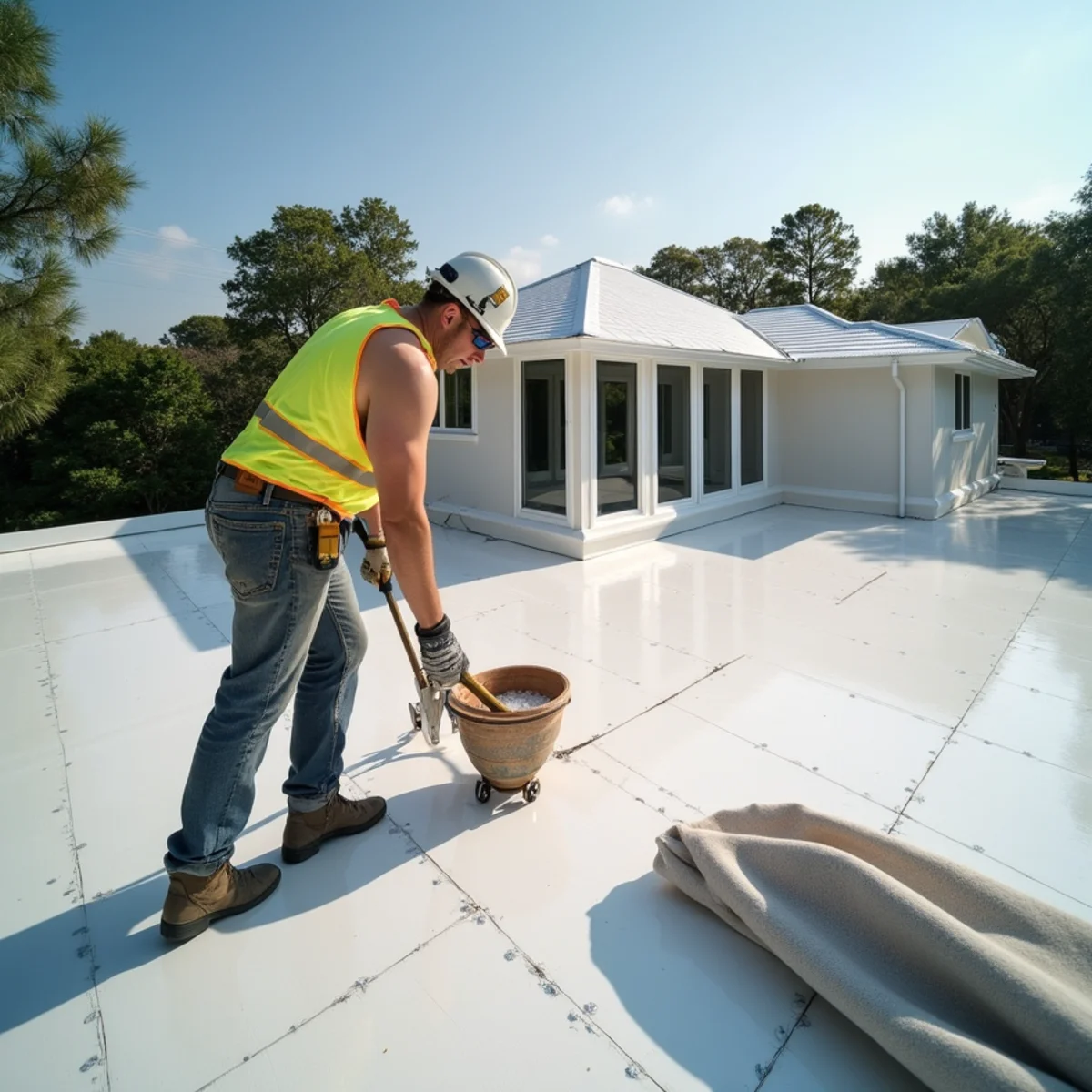 Low-slope roof over Florida room addition in The Mainlands community Pinellas Park