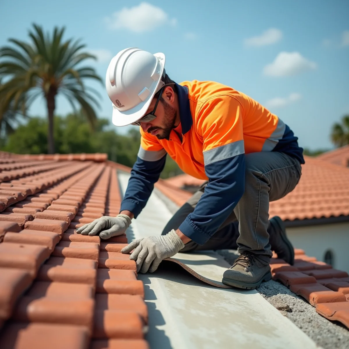 Tile roof repair and underlayment replacement on Florida home